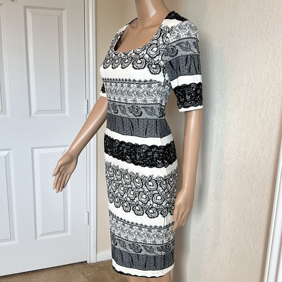 Kardashian Kollection Black and White Striped Midi Dress - Picture 3 of 15